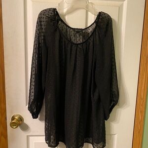 Sheer black Polka Dot tunic